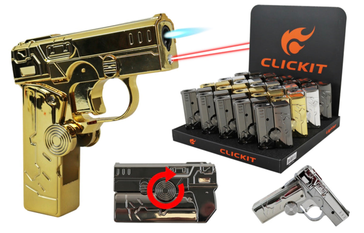 FIDGET PISTOL LIGHTER W/ LASER